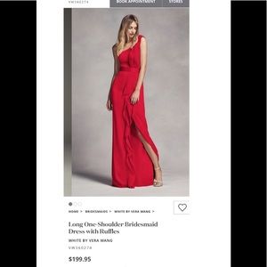 Vera Wang Formal one shoulder gown with slit Red